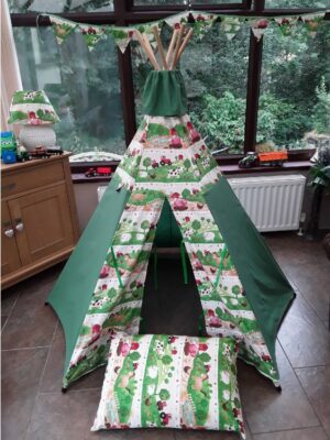 Farmyard Friends Handmade Teepee in conservatory