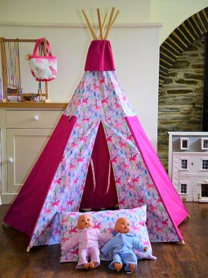 Glitter Horses on Pink Teepee Childrens