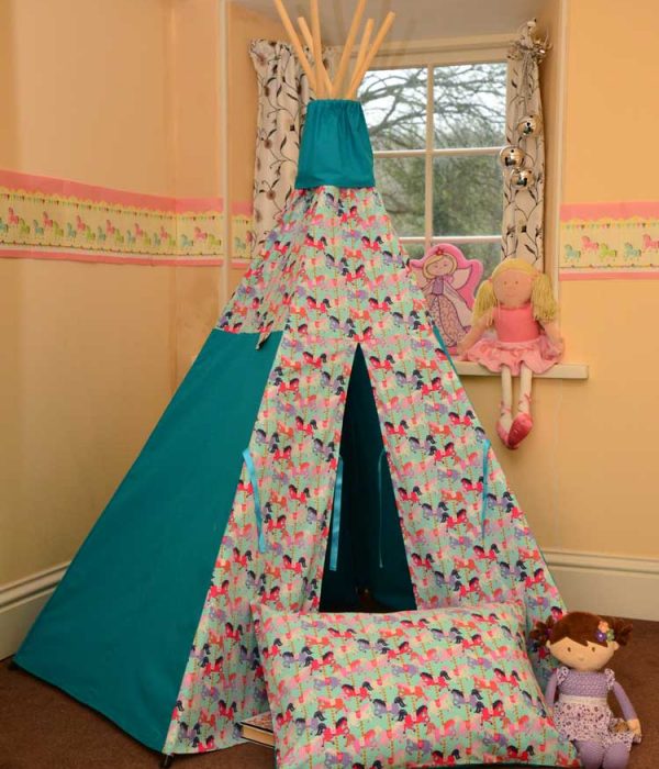 Merry go Round Teepee Horses Aqua