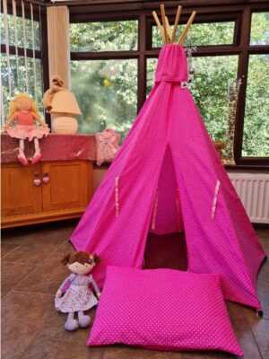 Pink Teepee with White Dots Inside